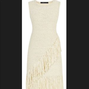 Bcbg maxazria asymmetrical creme fringe dress